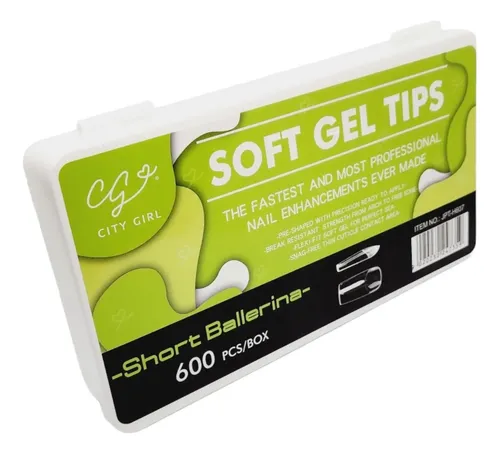 Tips Soft Gel Prelimados City Girl X 600 Caja Organizadora