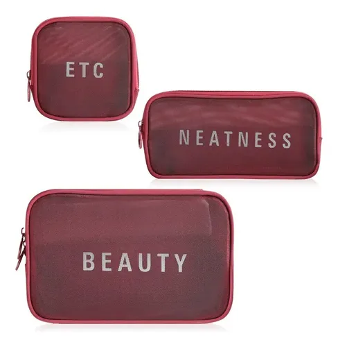 Maquillaje Bolsa Cosmetiquera Mujer Color Bordó Diseño