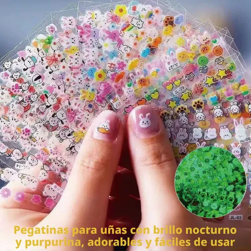 Calcomanías De Uñas Que Brillan En La Oscuridad, Luminosas,