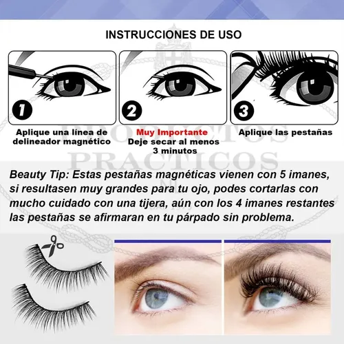 Pestañas Magnéticas con Delineador Líquido y Estuche Glitter Rosa