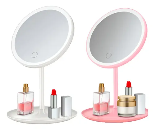 Espejo De Mesa Con Luz Led Porta Maquillaje