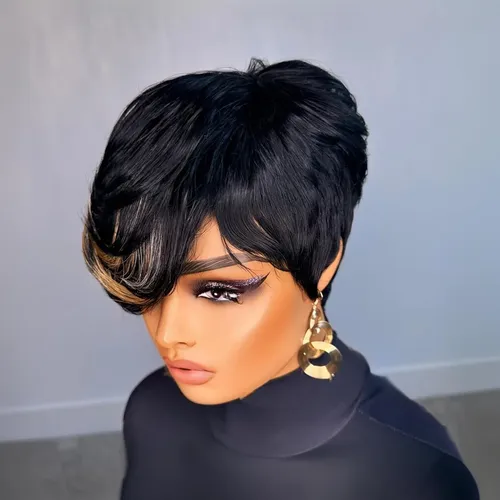 Pelucas Pixie Cabello Humano Mujeres Afroamericanas Corte