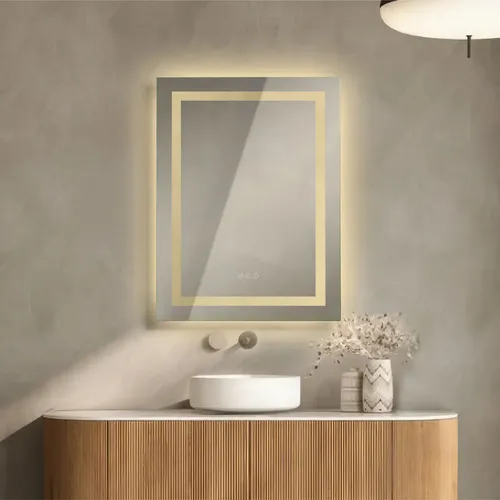 Espejo Luz Led Baño Calida Fria Neutra 80 X 60cm C/ Dimmer Desempañador Marco de Aluminio