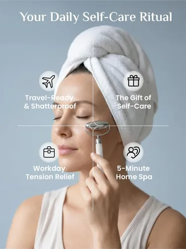 Kit Gua Sha Y Rodillo Facial Acero Inoxidable Silver