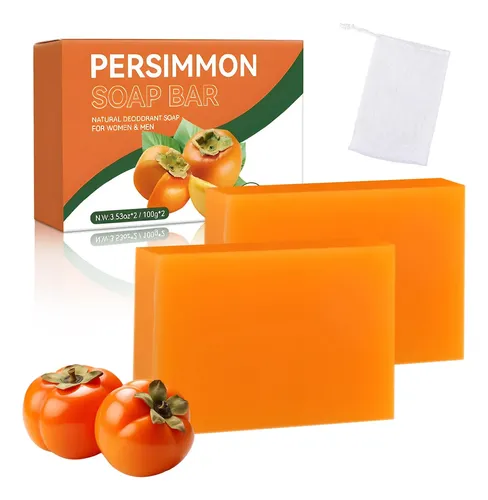2pcs Persimmon Soap Bar For Body, Natural Deodorant Body