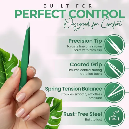 Pinza Profesional Precisión Metal Verde Mate Para Cejas