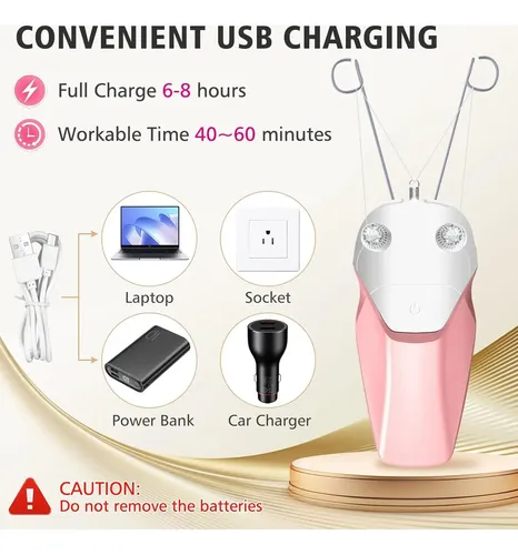 Depiladora Facial Eléctrica Waycom Recargable Usb Rosa