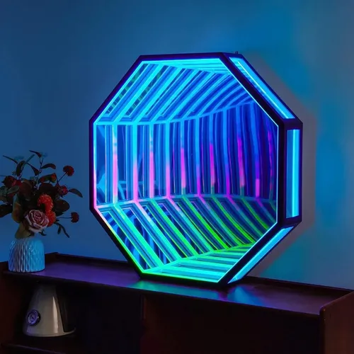 Lámpara Túnel Espejo Infinito Led Octogonal 70cm