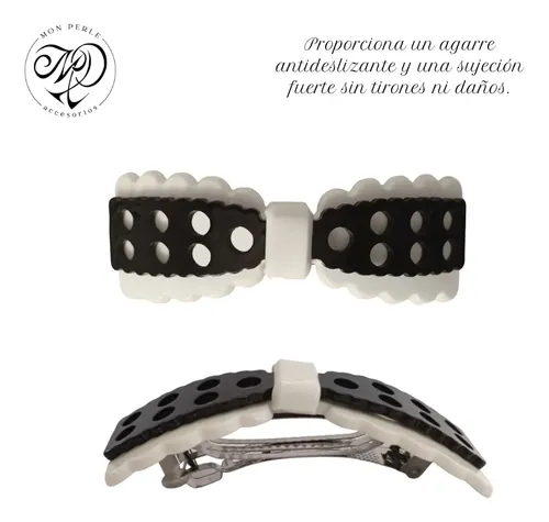 Hebilla Pelo Moños Coquette Blanco Negro Broches Clip