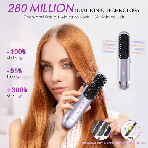 Escova Alisadora Portátil 4000mah, Calor Rápido Mch