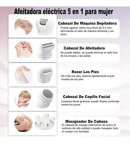 Bikini Facial Recargable 5 En 1 Con Afeitadora Eléctrica Par Rosa