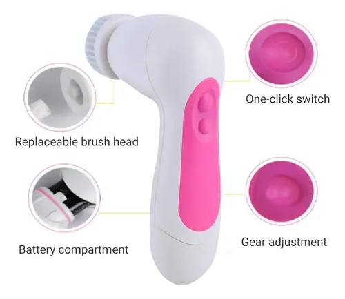Cepillo Limpiador Facial 5 En 1 Masajeador Exfoliante A Pila