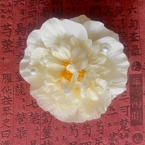 Hebilla Broche Para Pelo Flor Tela Con Pico Peinado Oriental Beige