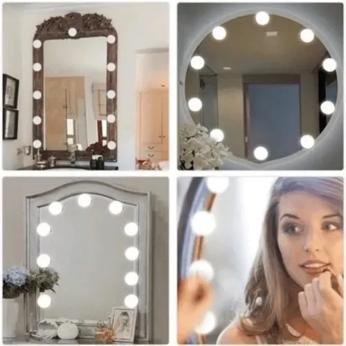 Kit 10 Focos Led Luz Espejo Usb Maquillaje Estilo Hollywood