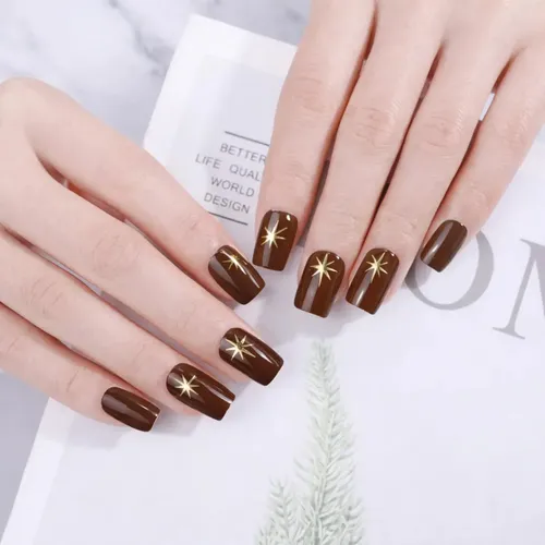 Tiras De Uñas de Gel Premium 22u Autoadhesivas – No Necesitan Lámpara Uv – Chocolate Estelar
