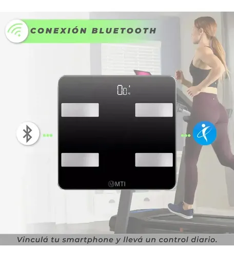 Balanza Digital Baño Inteligente Bluetooth Personal Corporal Color Negro