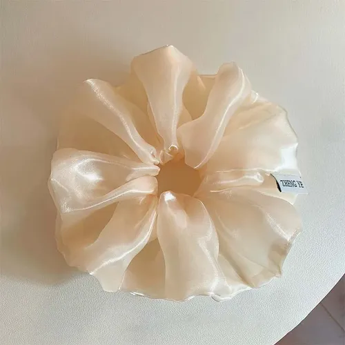 Large Beige Hair Bow For Women, Ponytail And Bun