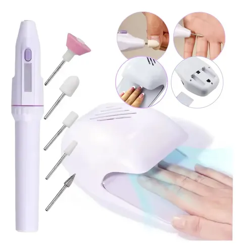 Cabina Secado De Esmalte Tradicional + Mini Torno + 5 Fresas Blanco