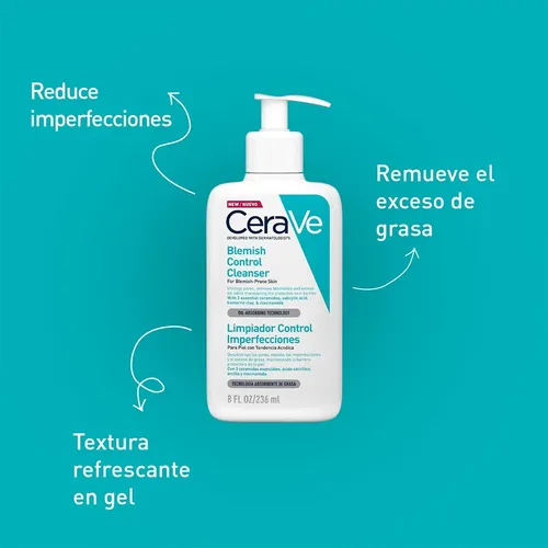 Cerave Limpiador Control Imperfecciones 236ml, Piel Grasa Momento de aplicación Día/Noche