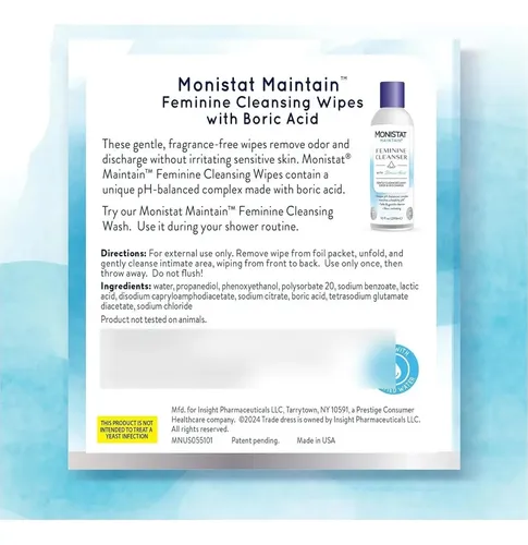 Toallitas Higiene Femenina Monistat Maintain 6 Conteos