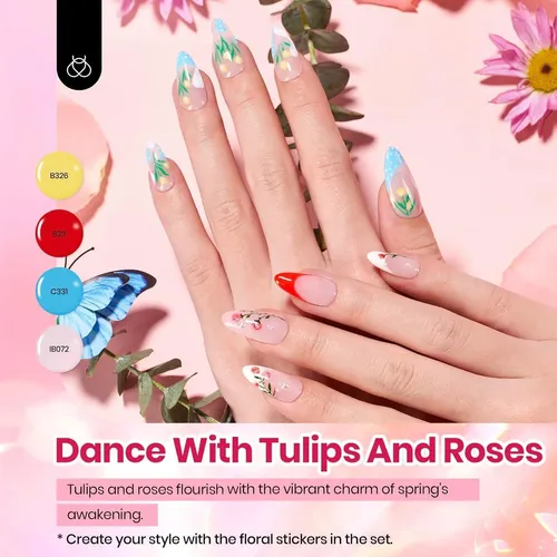 Set Gel Uñas Beetles Pastel Petal Symphony 36-40 Piezas