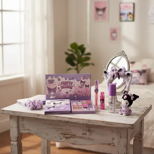 Set Maquillaje Kuromi Con Paleta Vincha Premium Polvo Hadas