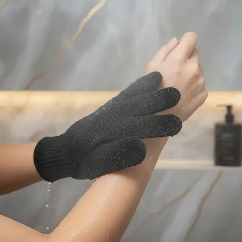 Guante Exfoliante Baño Corporal Negro Masajeador Suave Lujo