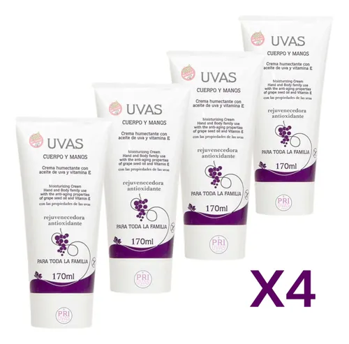 Crema Humectante Cuerpo Y Manos Sin Tacc 170ml Uvas X4