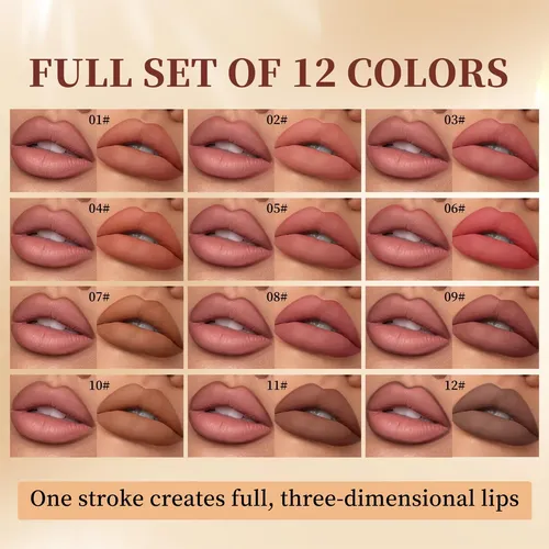 Petansy Set 12 Lápices Delineadores Labiales Nude Mate