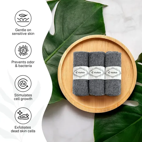 Toallón Exfoliante Gris Para Ducha Y Baño Corporal