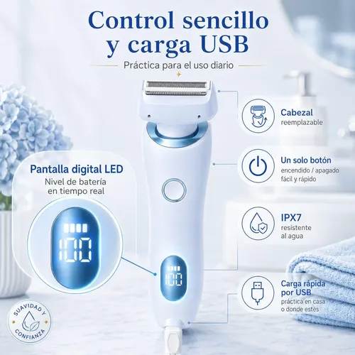 2en1 Doble Cabeza Depilador Corporal Recargable Indolor Usb