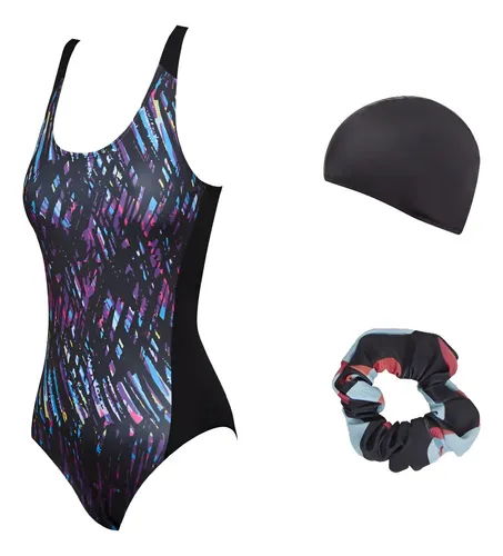 Malla Natacion Mujer Cloro Resistente Hidrofugo Con Gorro