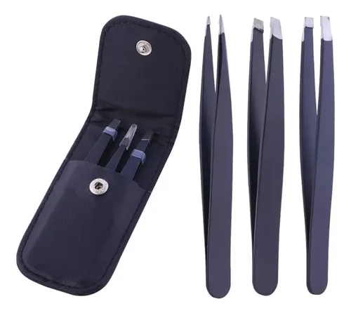 Pinza Multifunción De Acero Inoxidable Para Cejas, 3 Piezas Negro