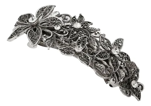 Pinza De Pelo Plateada Moderna Con Forma De Flor