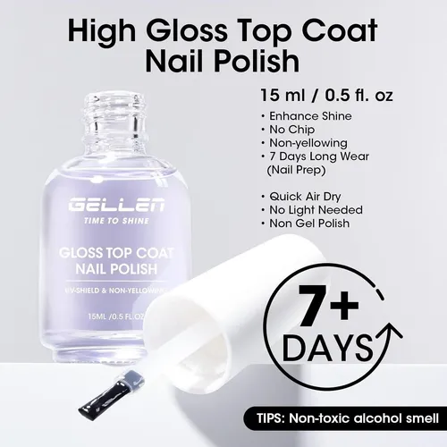 Esmalte De Uño Gellen Base Y Top Coat Anti-estrías Brillo
