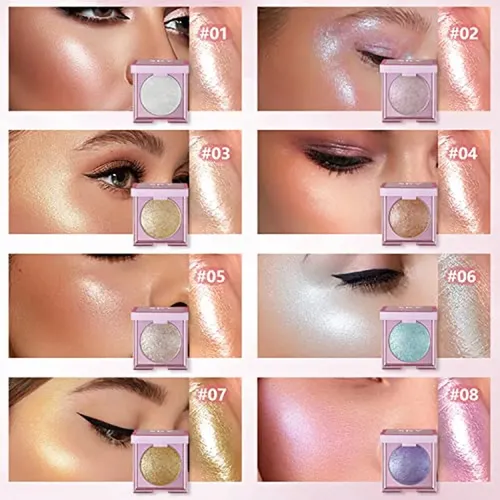 Paleta De Iluminadores Faciales De 8 Colores Shimmer Glitter