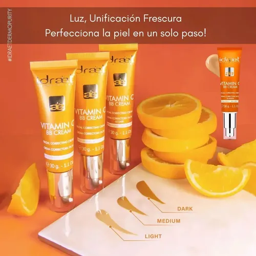 Base Maquillaje Vitamin C Bb Cream Correctora Idraet Medium Medium