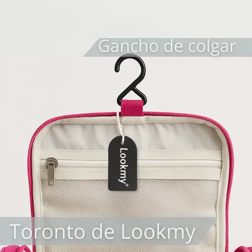 Porta Cosmeticos De Viaje Rosa Lookmy | Bolso Neceser Con Percha De Colgar | Organizador De Maquillaje Y Cosméticos |