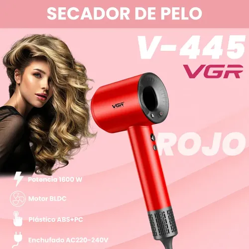 Secador De Pelo Profesional Vgr V-445 110.000 Rpm 1600w Rojo
