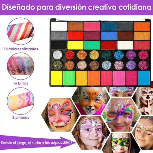 Kit Maquillaje Pintura Cara Pintacaritas Pintura Corporal Ac