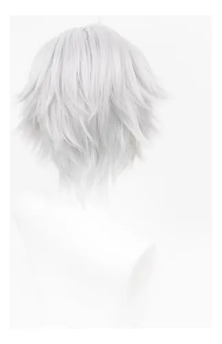 Cosplay Wig Wig Disfraz De Anime Cabello Corto Cabello Liso Blanco