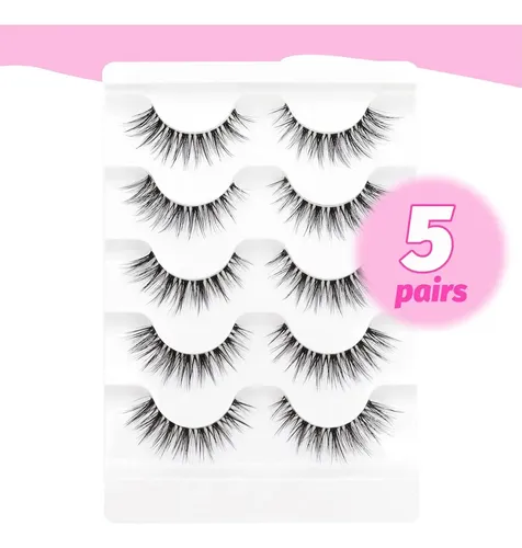Pestañas Postizas Wispy Veleasha 5 Pares Banda Transparente