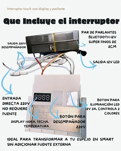 Interruptor Touch Con Pantalla Display Y Parlantes Espejos