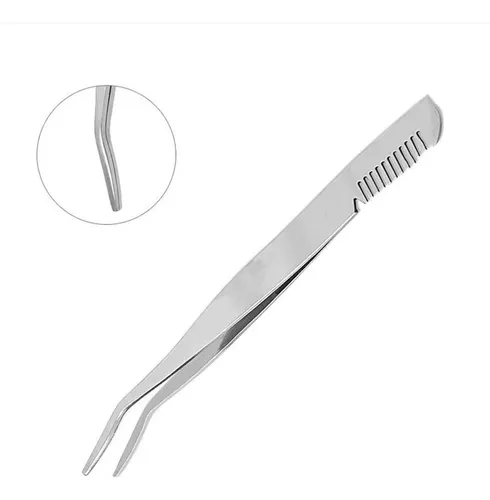 Pinzas Plateadas De Acero Con Peine Para Maquillaje Femenino