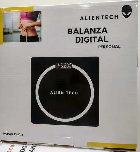 Balanza Digital Personal Alien Tech Vidrio Templado 180 Kg Negra