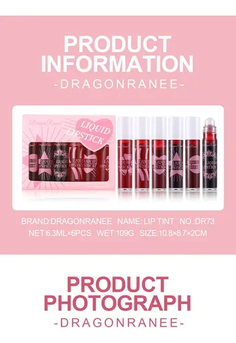 Set De 6 Labiales Hidratantes Con Brillo Dragon Ranee