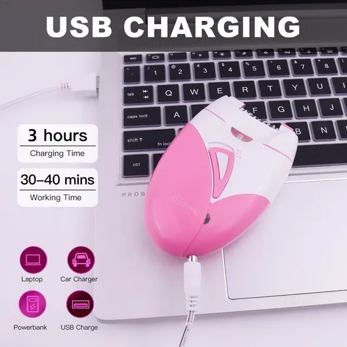 Depiladora Eléctrica Recargable Hatteker Mujer Pink