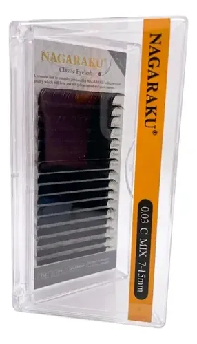 Kit Nagaraku Extensiones De Pestañas Clásicas Curva C Mix 7 Al 15 Mm Grosores 0.03 0.05 0.10 0.12 0.15
