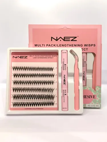 Set Pestañas Postizas Naez 30p 0.07d Adhesivo Sellador Pinza