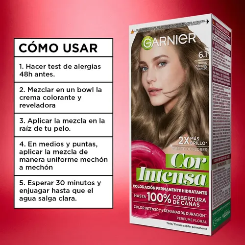 Kit Tintura Permanente Cor Intensa Tono 6.1 Garnier